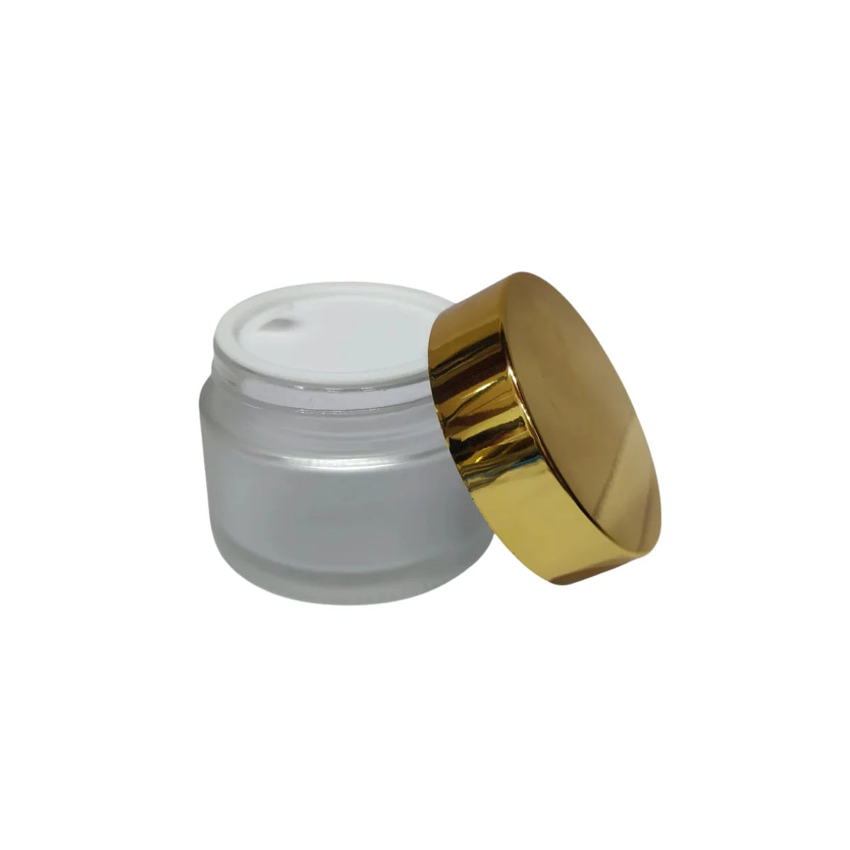 50GM CLEAR FROSTED GLASS JAR WITH GOLDEN CAP image 2